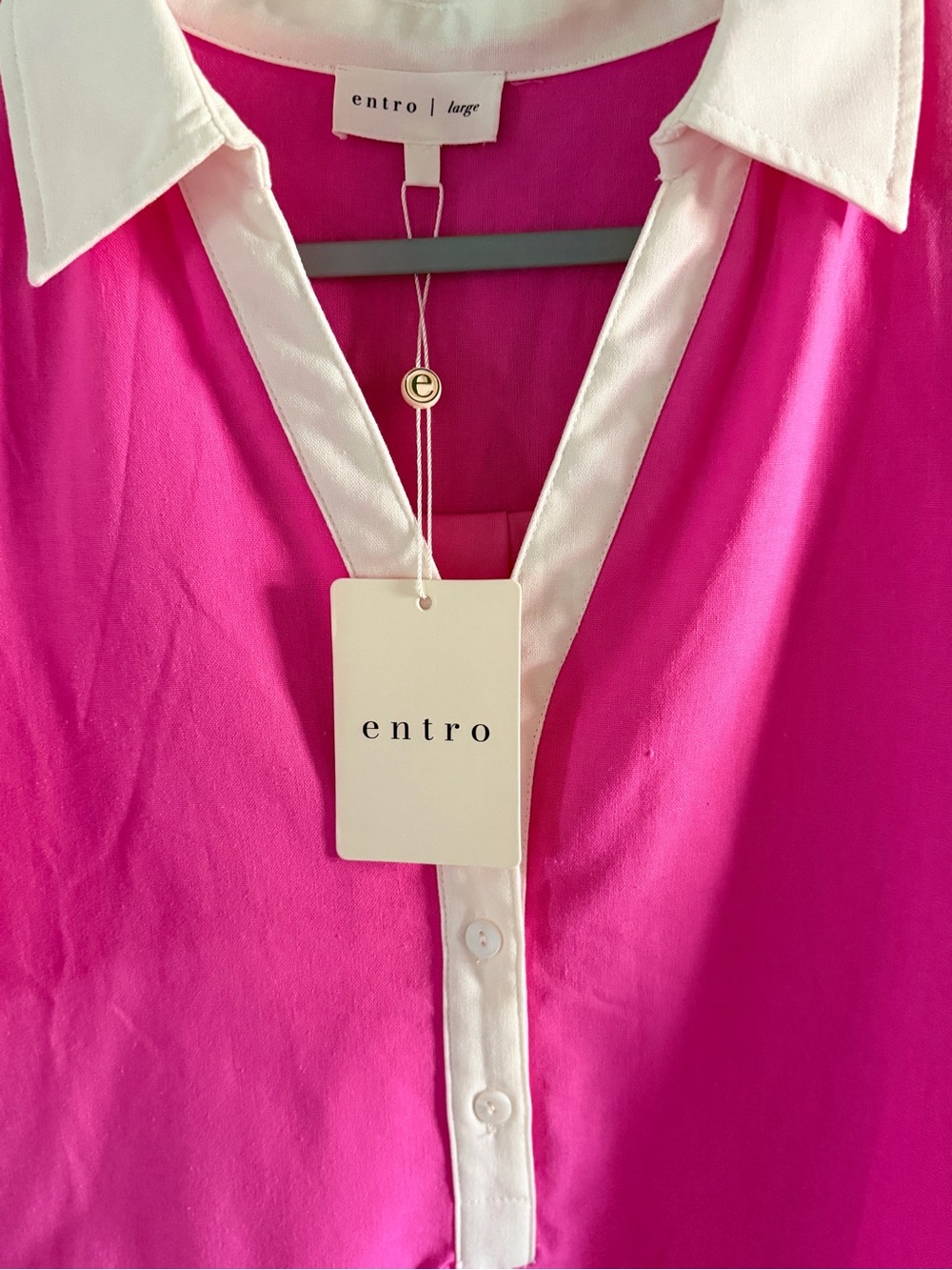 entro Hot Pink Tunic with Cream Trim - Picture 2 of 2